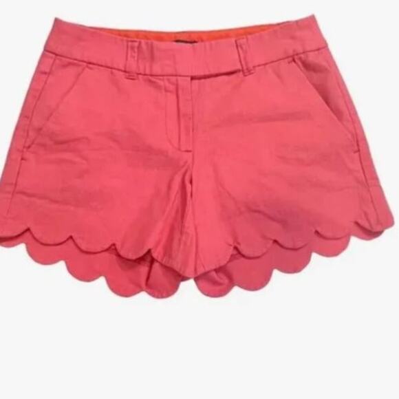 J. Crew Pants - NWT J. Crew Salmon Pink Scalloped Edge Hemline Linen Cotton Shorts size 10